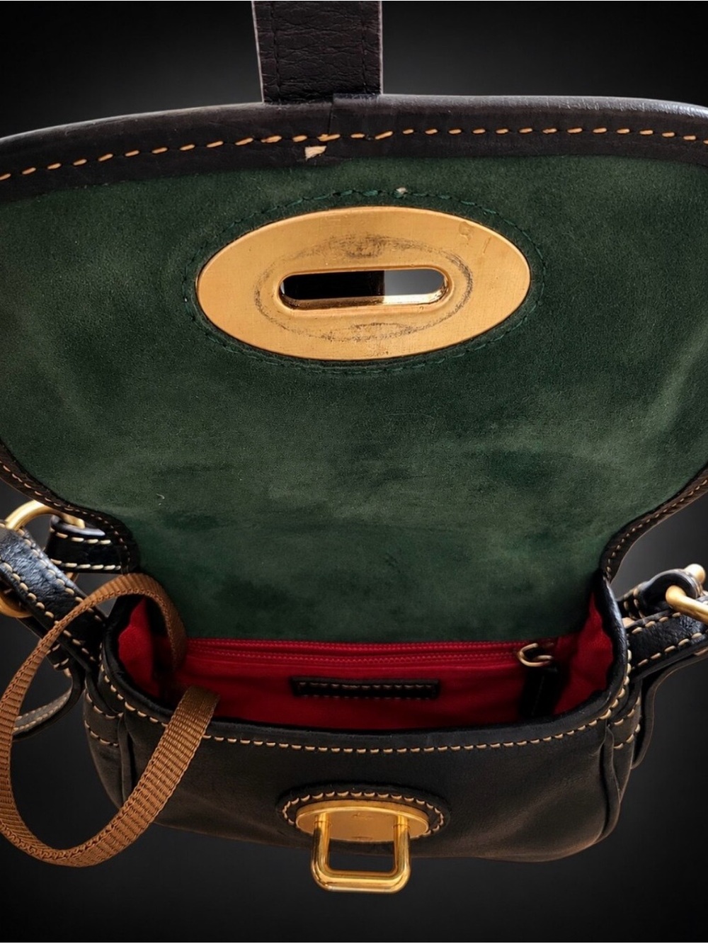 Dooney & Bourke 1975 Vintage Leather Crossbody Saddlebag Black - Picture 7 of 7